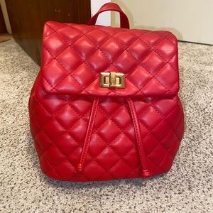Red Quilted Mini Backpack